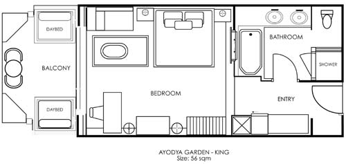 Ayodya Garden Room Layout - King Size Bedroom